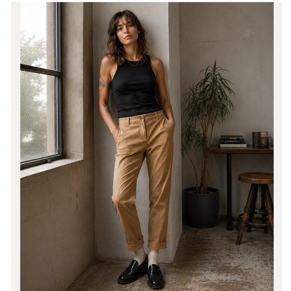 NWT Wildfang THE ESSENTIAL TROUSER CAMEL WOMEN 4 PUNK FEMINIST PDX CROP CHINO